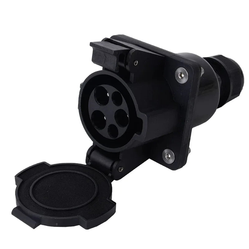 SAE J1772 Type 1 EV Charger Inlet Socket 16A/32A/48A 240V AC EV Charging Port Flange Mount Electric Vehicle Charging Receptacle