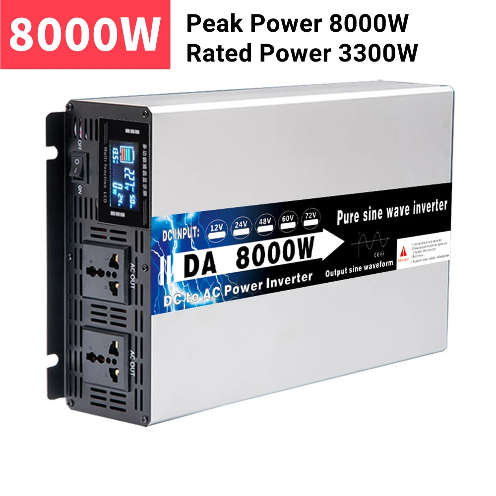 8000W 10000W 12000W Inverter 12V 24V 48V 60V 72V To AC 110V 220V Pure Sine Wave Solar Power Inverter Voltage Frequency Converter