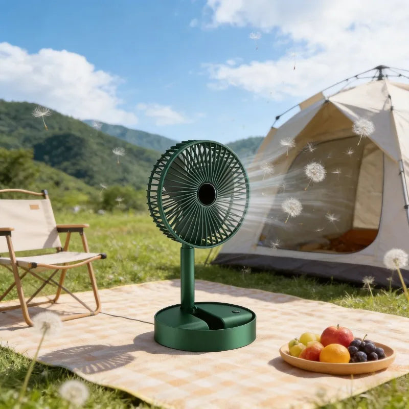 USB Charge Mini Foldable Extendable Fan Long Battery Portable Quiet Cool Fan for Dorm Home Office Indoor Desktop Cooling Gadget