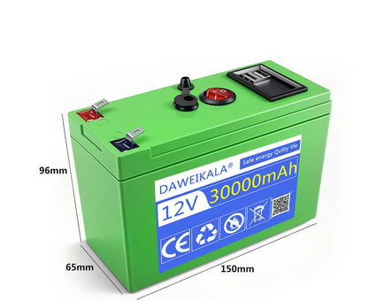 12V Rechargeable Battery Pack 10-30Ah , for LED lights, camping, and home backup power supply 18650 Lithium Battery +Charger
