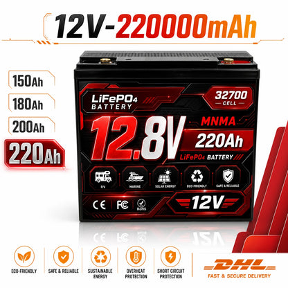 12V 180Ah 200Ah lithium iron phosphate energy storage power supply UPS RV outdoor camping built-in 100A BMS cold cycle 8000+
