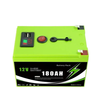 12V 160Ah/180Ah/200Ah 18650 Lithium Battery Pack with USB Port & LED Display, Portable Power Station for RV Boat Solar Storage