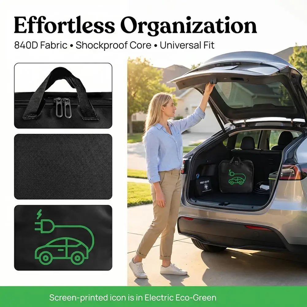 EV Cable Organizer Bag Electric Car Charger Box  Waterproof Car Battery Cable Handled Bag EV Car Charging Gun Storage Organizer