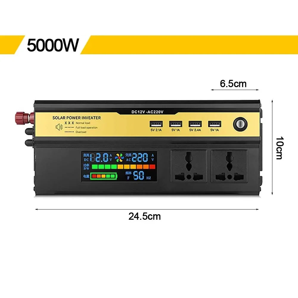 Modified Sine Wave Power Inverter 6000/5000/4000/3000W LCD Display DC 12V 24V to AC 220V Transformer Convert Charging Converter