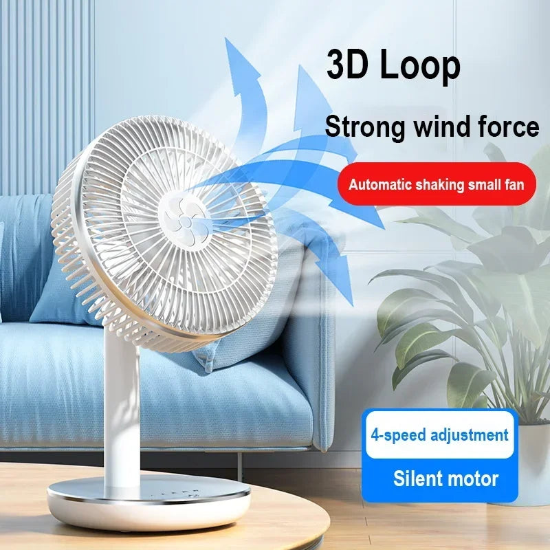7200mAh Rechargeable Fans Portable Desktop Fan Home Office Dormitory USB Small Electric Fan Air circulators High Wind Table Fan