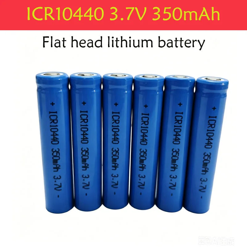 3.7V 350mAh ICR10440 Lithium Ion Battery - Button Top, Reusable & Long-Lasting for Flashlights, Headlamps， Pen Light