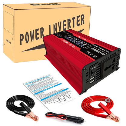 Solar Power Inverters 4000W Modified Sine Wave USB Car Inverter DC 12V 220V 110V LCD Display Transformer Voltage Converter