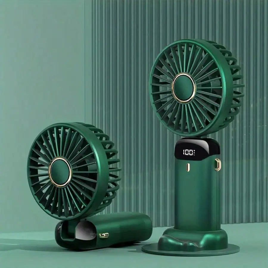 Portable rechargeable small fan, powerful fan that can also serve as a mobile phone stand, long battery life