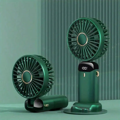 Portable rechargeable small fan, powerful fan that can also serve as a mobile phone stand, long battery life