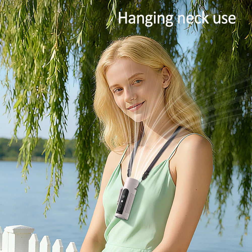 3-in-1 Portable USB Rechargeable Fan 199 Variable Speeds High Capacity 3000mAh Handheld Neck Hanging Fan for Camping Pocket Fan