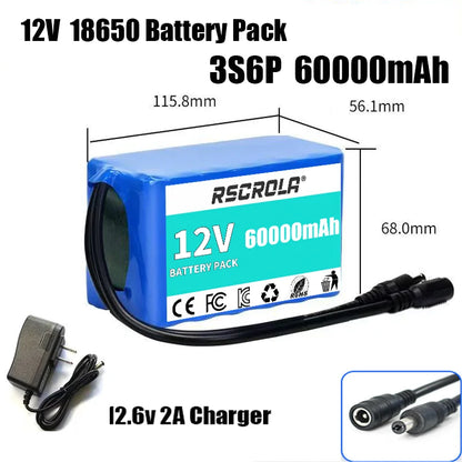Rechargeable 12V 18650 Lithium Battery Pack with BMS, for Solar, LED Light, RC Model, Power Supply, Long Cycle Life with Charger