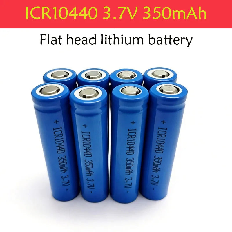 3.7V 350mAh ICR10440 Lithium Ion Battery - Button Top, Reusable & Long-Lasting for Flashlights, Headlamps， Pen Light