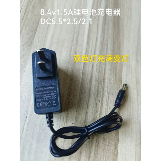 for 8.4V 1.5A Lithium Battery Charger for 8.4V 1500mA Li-ion Batteries Two Slots Fast Charging Adapter Power Supply