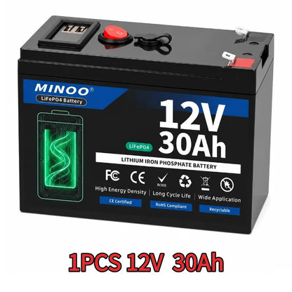 12V Lithium Battery 200Ah LiFePO4 6000+ Deep Cycles Built-in BMS,5-Year Lifetime,for UPS, Kayak Fish Finder, Solar Panel,Radio