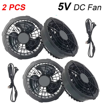 5V / 12V DC Cooling Fan 1 or 2 PCS For Air Conditioner Vest Jacket Summer Outdoor High Temperature Work Fishing Vest Cool Fans