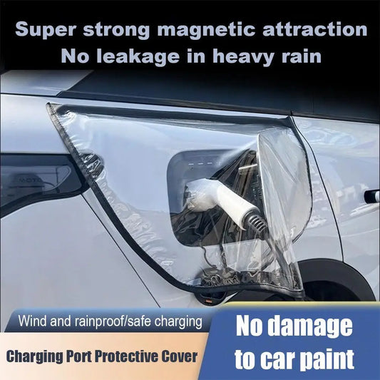 Electric Vehicle Charger Port Rainproof Cover Electric Car Charger Plug Cover Waterproof PVC With Magnetic Stripe For All EV