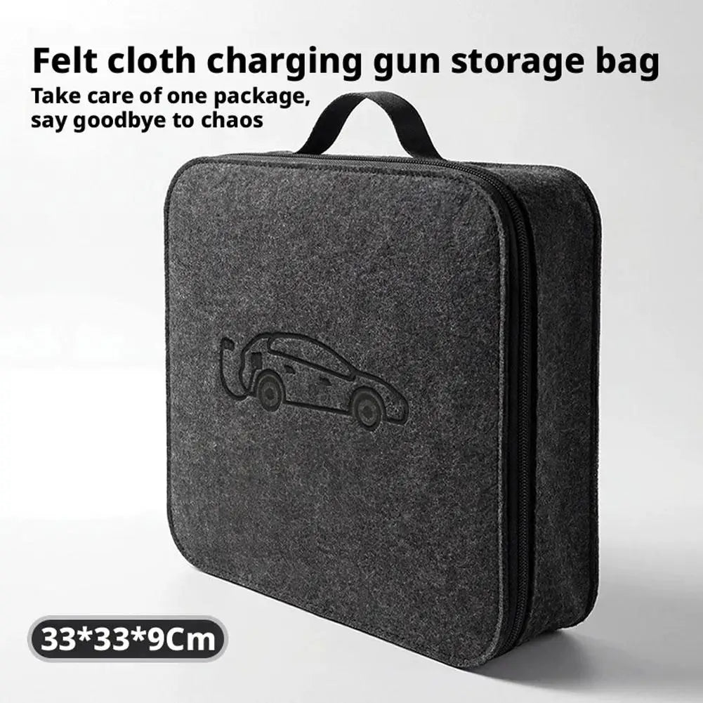 New Energy Vehicle Charging Gun Storage Bag Portable EV Charger Cable Bag Waterproof Auto EV Charging Jumper Storage Bag