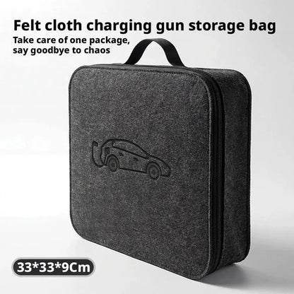 New Energy Vehicle Charging Gun Storage Bag Portable EV Charger Cable Bag Waterproof Auto EV Charging Jumper Storage Bag