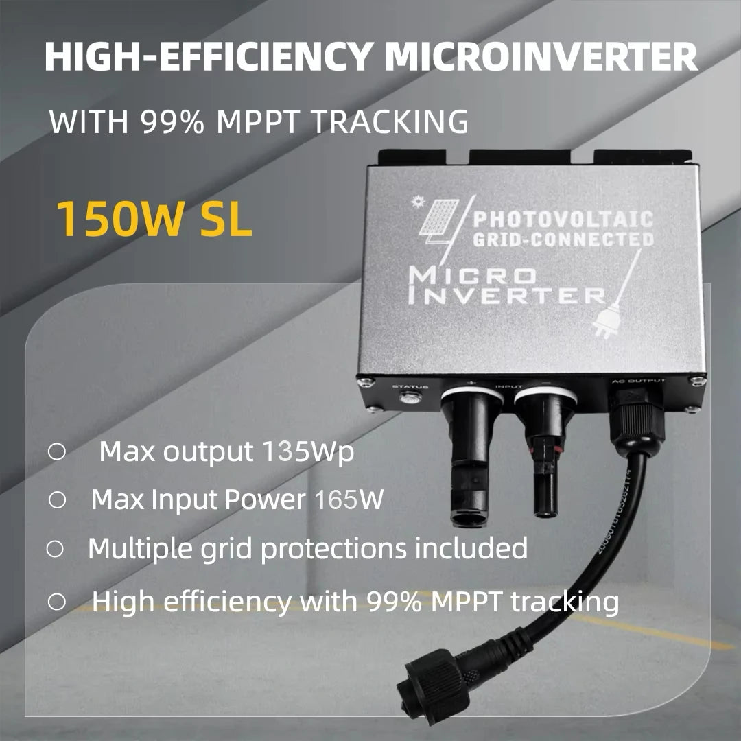 150W,200W Balcony Power Plant Solar Mini Grid Tie Micro Inverter 12-30V DC Input,  AC Output 180~265VAC, MPPT 99%,IP45, DIY