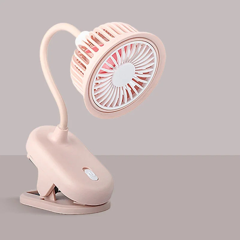 USB Rechargeable Clip on Small Fan 360° Adjustable Battery Powered Mini Fan Strong Wind Flexible Neck Desktop Stroller Quiet Fan