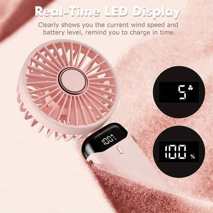 Portable rechargeable small fan, powerful fan that can also serve as a mobile phone stand, long battery life