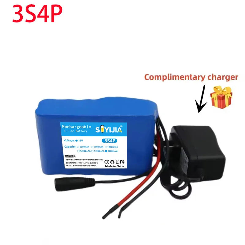 Batterie Lithium-ion 3s4p 12V 12ah 18650, 28000mAh DC12.6V, Batterie Rechargeable De Très Grande Capacité Avec BMS + Chargeur