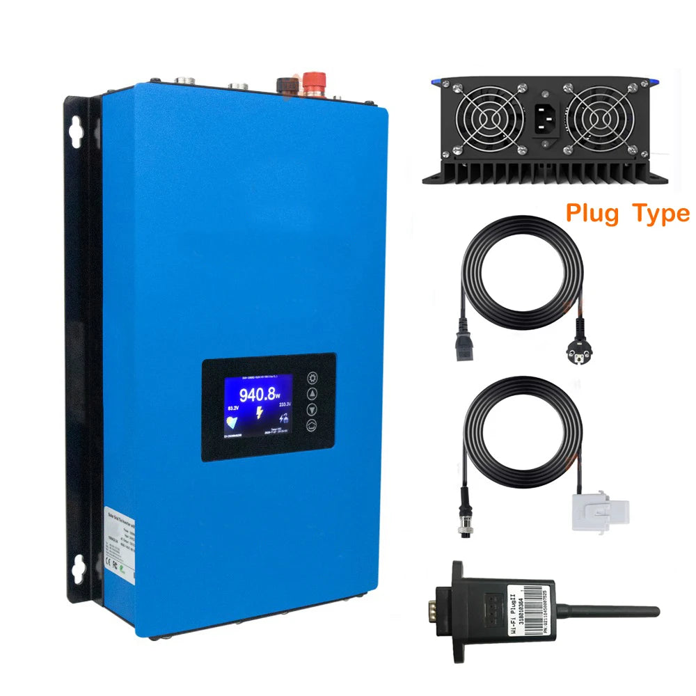 SUN1000W 2000W Solar Grid Tie Inverter with Limiter for Solar Panel or Battery Dischage DC 22-65V/45-90V to AC 110V 120V  220V