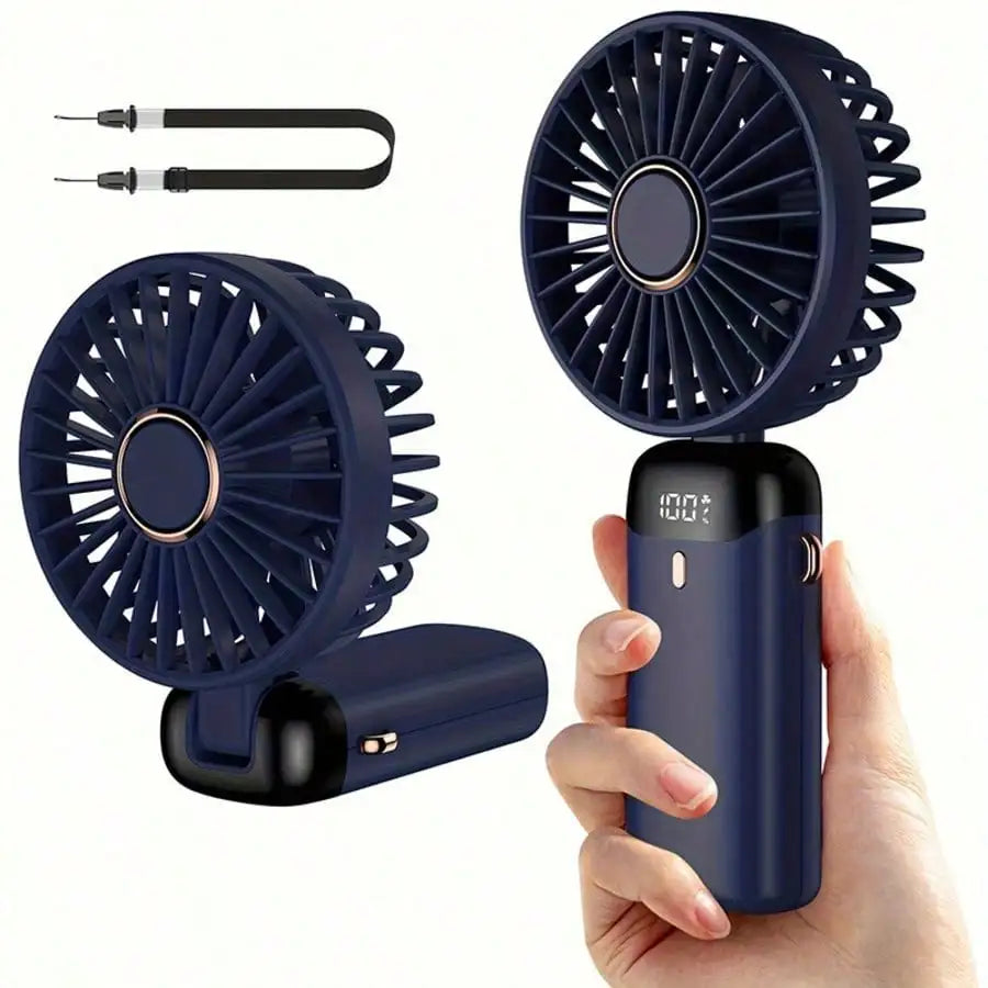 Portable rechargeable small fan, powerful fan that can also serve as a mobile phone stand, long battery life