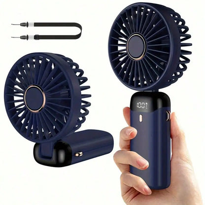 Portable rechargeable small fan, powerful fan that can also serve as a mobile phone stand, long battery life