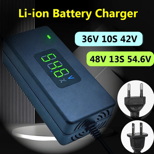 Smart Battery Charger For Lithium Batteries 36V 10S 42V/48V 13S 54.6V 2A With LED Display For Power Li-ion Chargers