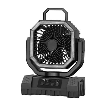 Rechargeable Camping Fan with 20000mAh Battery 4 Speeds LED Light And Hook - Outdoor Fan for Party Power Outage And Fishing