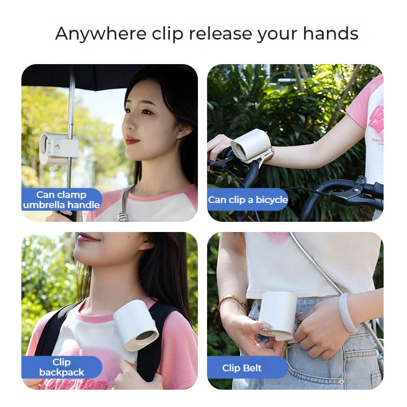 Portable Car Clip Fan 360° Rotatable 100 Speed Wind 12V USB Rechargeable Electric Fan Low Noise Mini Fan Clamp Anywhere