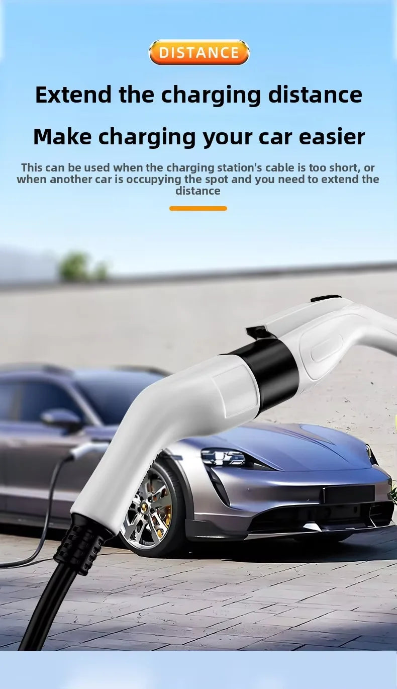 EV Charging Station Extension Cable 16A 7kW AC EV Charging Gun Extended Cord Slow-Charge Connector For BYD Home Use Charging