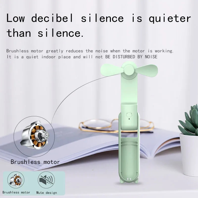 2000mAh Mini Portable Fan USB Rechargeable Cooler Collapsible Handheld Desktop Fan Quiet Foldable Office Home Handy Power Bank