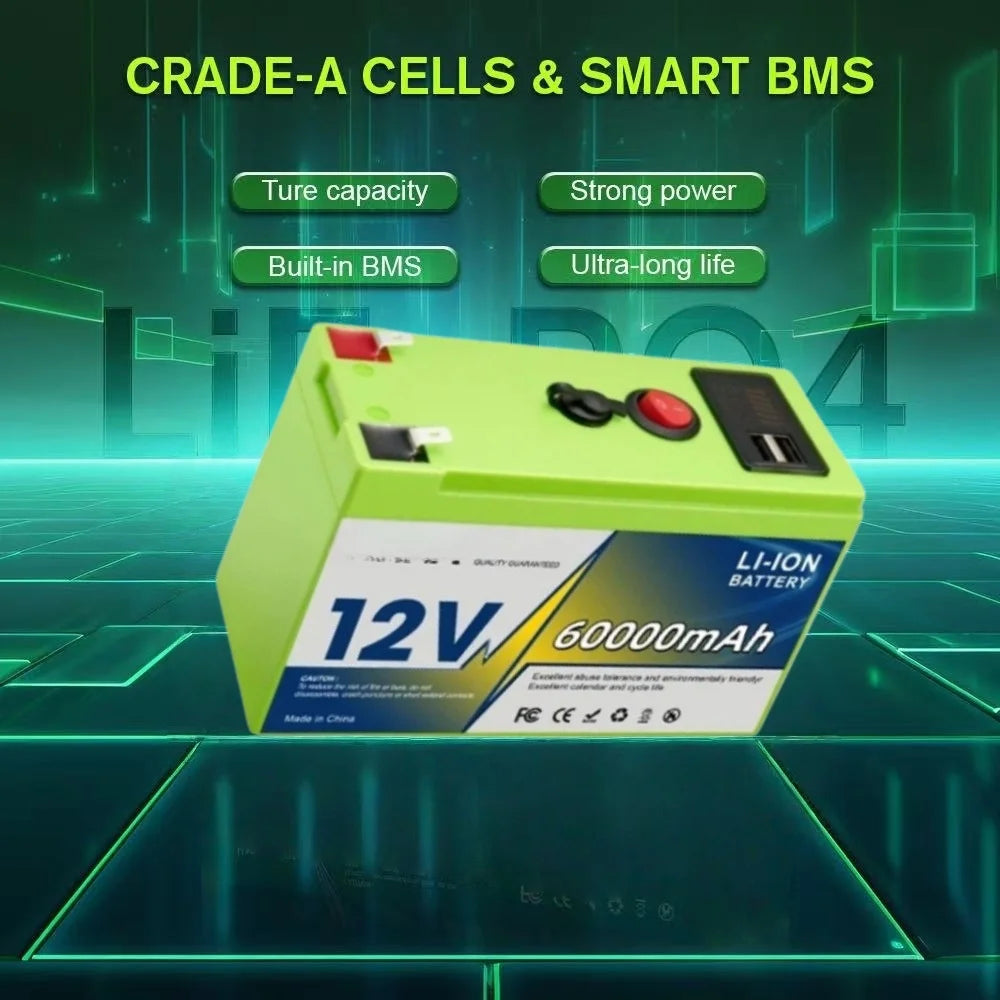 12V 18650 Lithium Battery 200Ah LiFePO4 Deep Cycle Built-in BMS Applicable To UPS Suitable for Children's Toy Cars Scooters