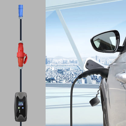 EV Charger Adapter 32A 3Phase Cee Red to 32A 1Phase Cee Blue for 22KW EV Charger Electric Car Charging EVSE