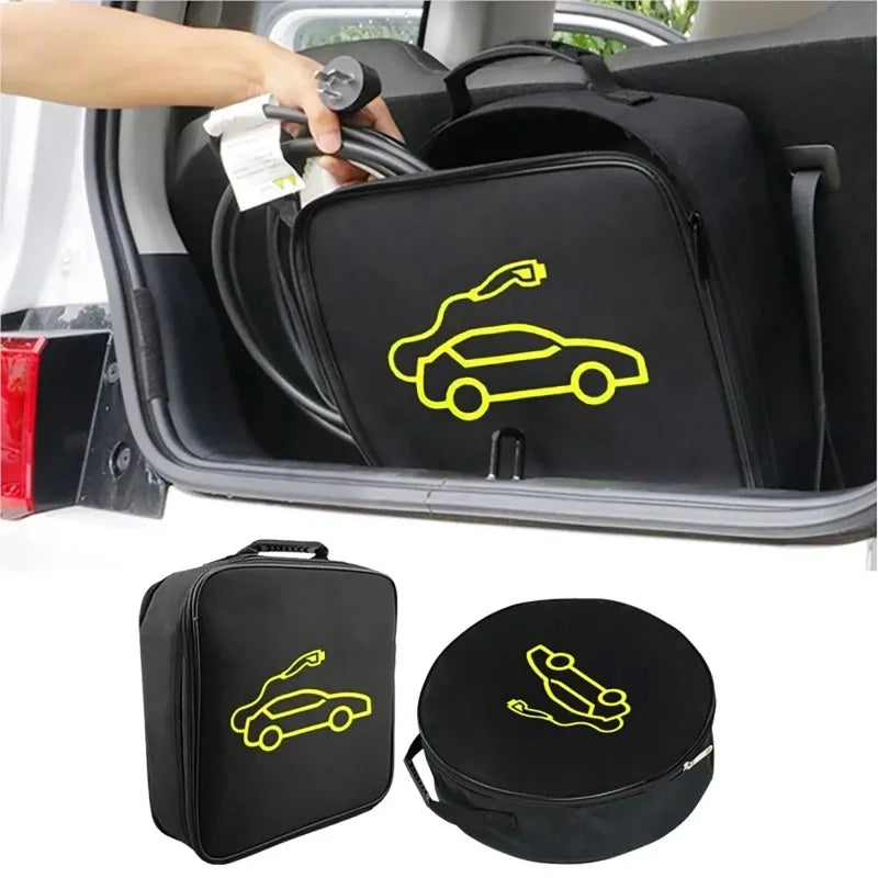 EV Car Charging Cable Storage Carry Bag for Electric Vehicle Charger Plugs Sockets Waterproof Fire Retardant Equipment Container