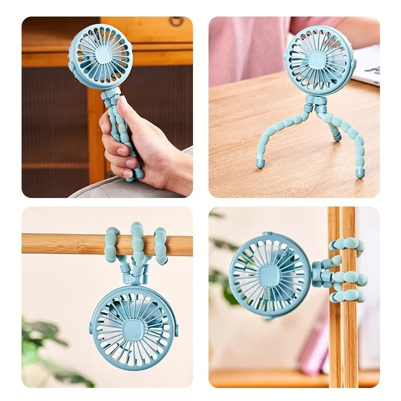 Portable Clip-on Rechargeable Fan for Indoor and Outdoor Use To Cool Car Seats, Strollers, Cribs and Treadmills