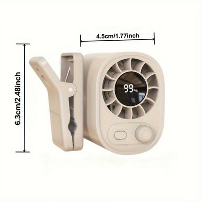 1400mAh USB Clip Fan With LED Screen, 100 Levels Rechargeable, Hands-Free Fan, Rechargeable Multifunctional Personal Fan Car Fan