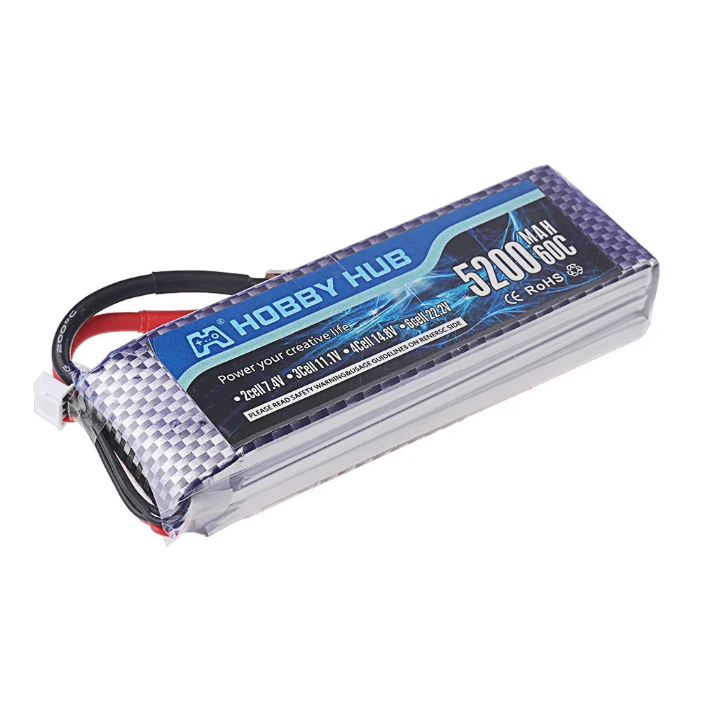 2S/3S/4S/6S 7.4v 11.1v 14.8v 22.2v 5200mah Lipo Battery 60C For RC Toys Car Truck Boats Drone Helicopter Parts With XT60 T Deans