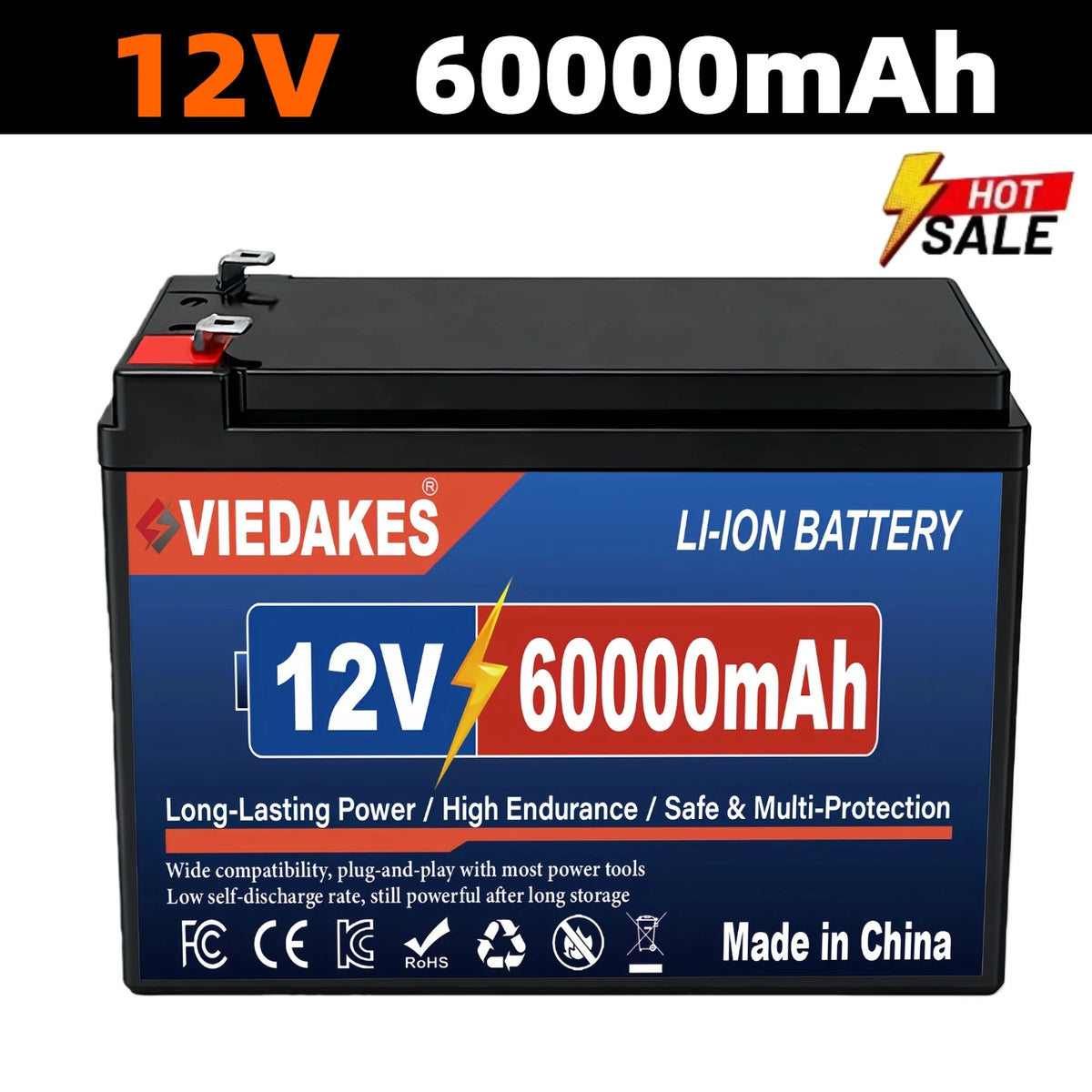 12V 200Ah LiFePO4 Lithium Battery, Deep 4000+ Cycle Built-in BMS for Camping Power Supply, Boat, Spray, E-Wheel, Fish Finder☽