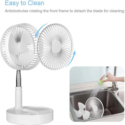 Foldable Table Fan Rechargeable Mini Folding Fan Cooling Portable Mini Electric Fan with 3 Speeds and Large Rechargeable Battery