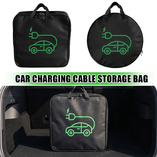 EV Charging Cable Storage Bag Shockproof Protective Organizer for Electric Vehicle Charger Universal Car Trunk Accessory