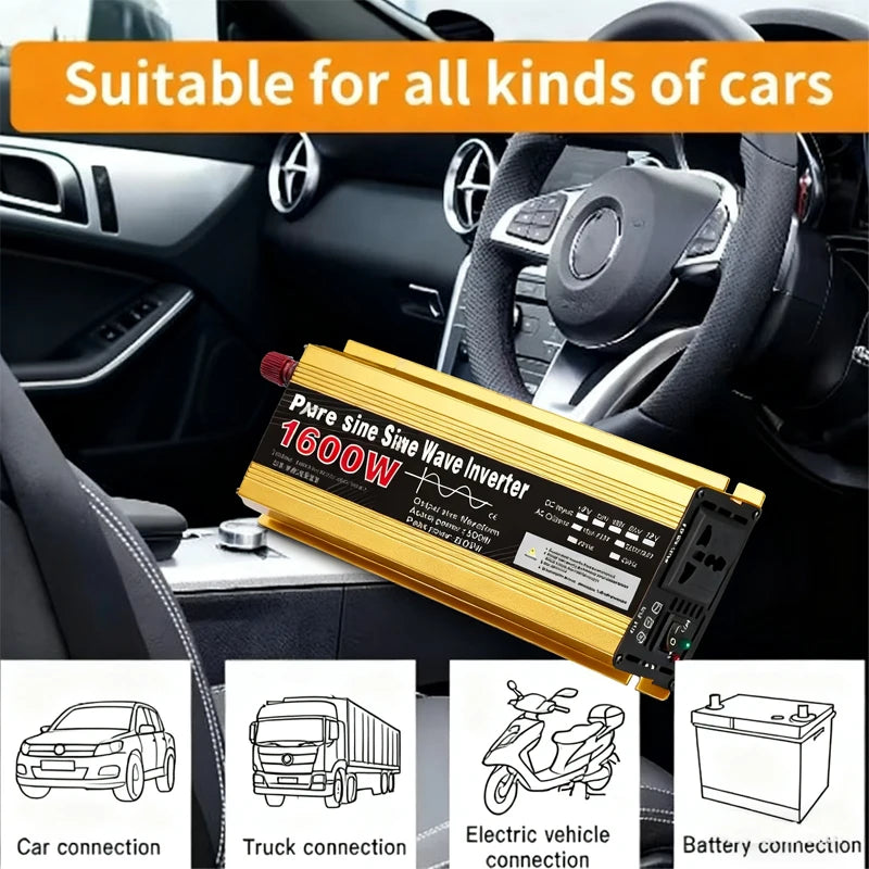 NEW Inverter 12v 220v Pure Sine Wave 1600W / 3000W Transformer Convert Multi-function Socket Converter Car inverter
