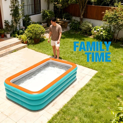 Inflatable Pool for Outdoor Water Parties Adult & Children's Swimming Pool, Rectangular Foldable Pool for Backyard Entertainment