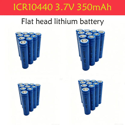 3.7V 350mAh ICR10440 Lithium Ion Battery - Button Top, Reusable & Long-Lasting for Flashlights, Headlamps， Pen Light