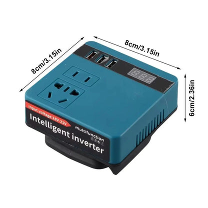 1Pcs 18V 20V To 220V Battery Inverter Multifunctional 120W Smart Transformer Dual Plug Household Outdoor Work Inverter