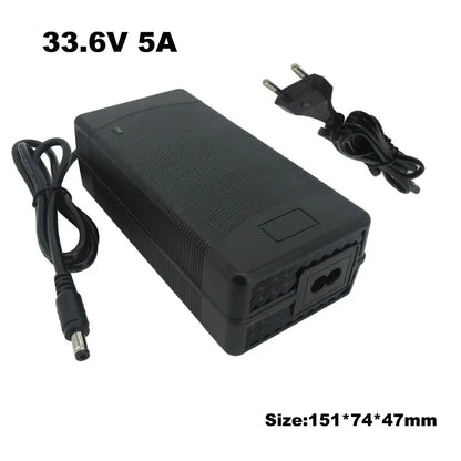 33.6V 5A 3A Lithium Battery Charger 28.8V 5A 29.6V 8S Li Ion 20AH 30AH Batterie Fast Charger DC Connector With Fan