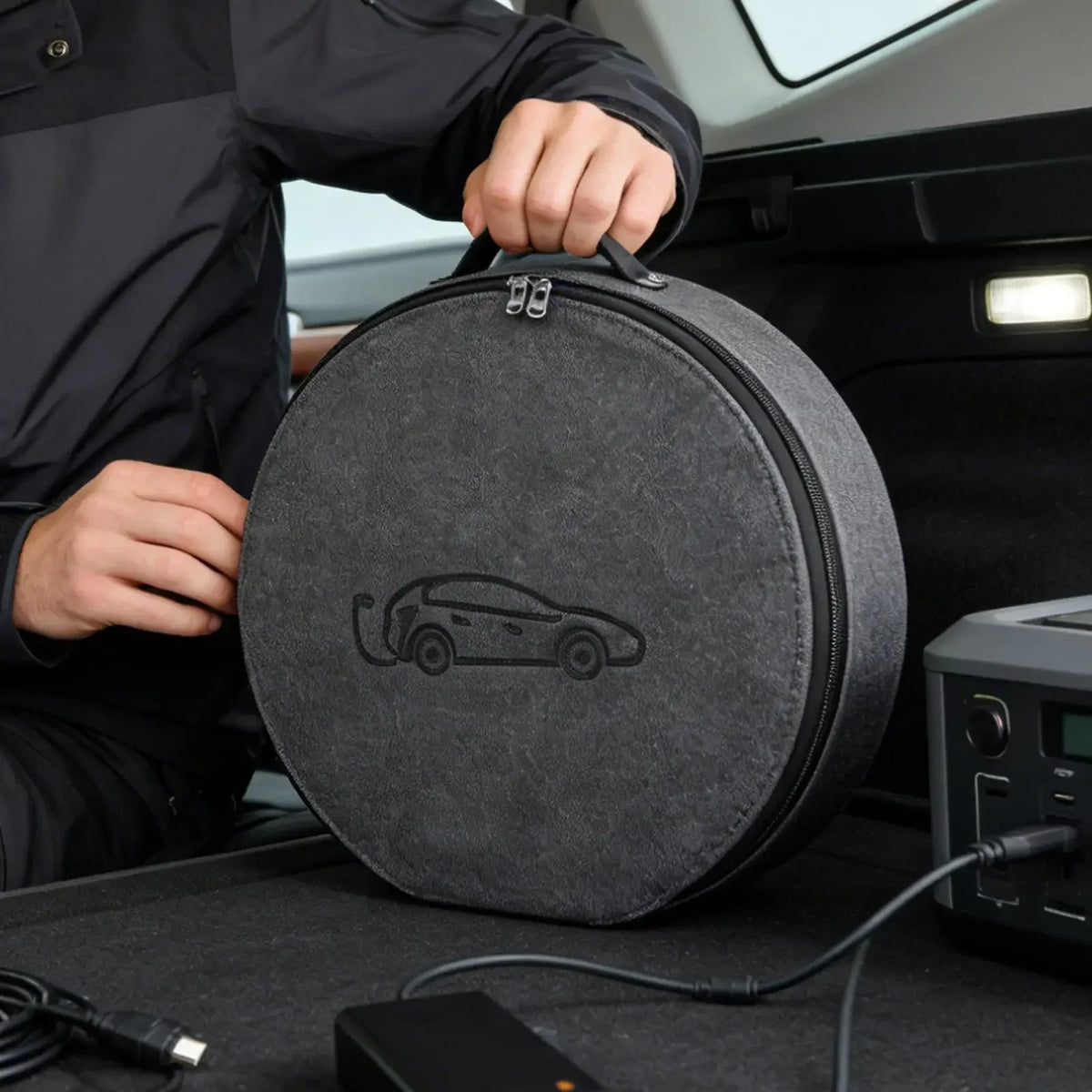 New Energy Vehicle Charging Gun Storage Bag Portable EV Charger Cable Bag Waterproof Auto EV Charging Jumper Storage Bag