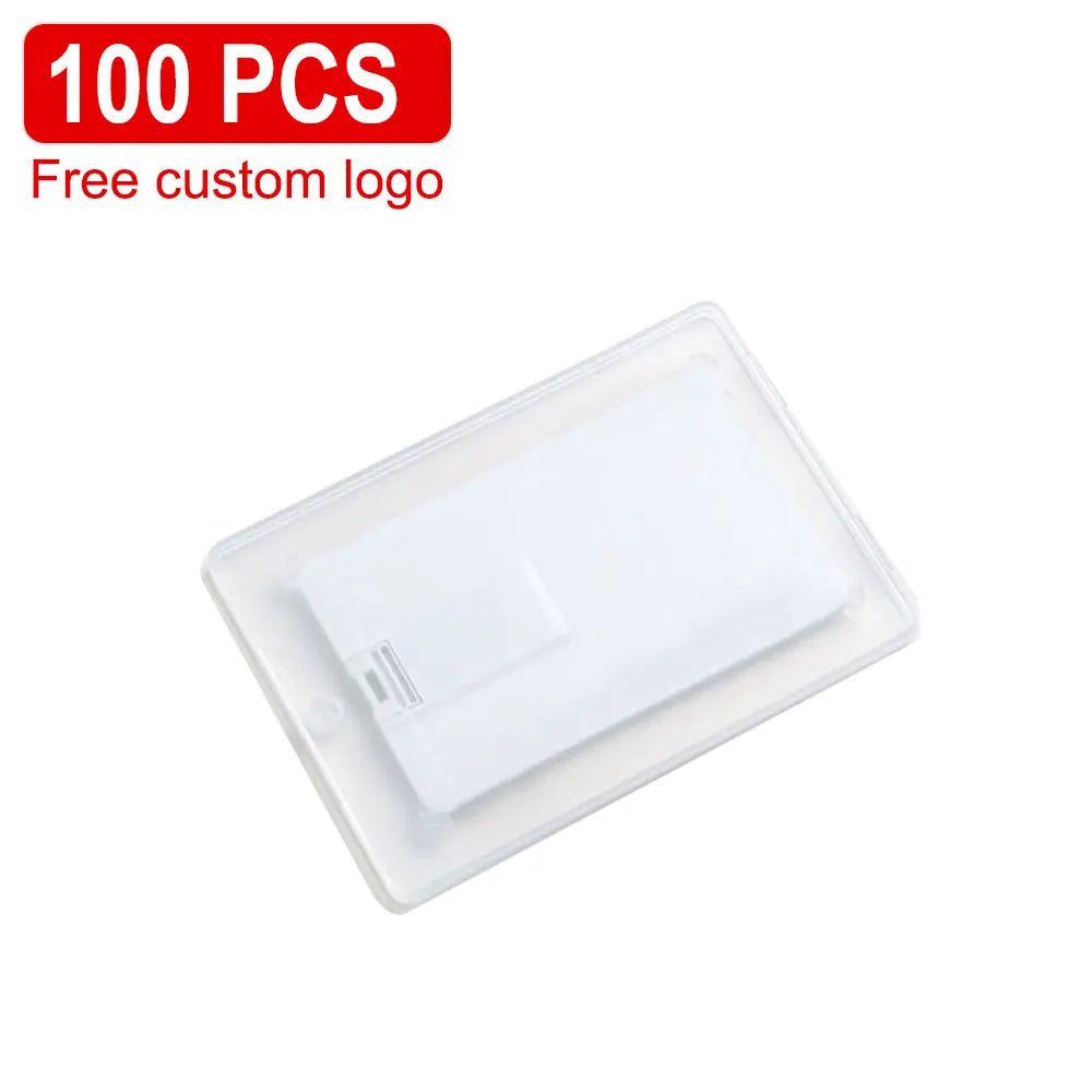 10/50/100PCS Credit Card Flash Drive 1GB 2GB Memory Storage 4GB 8GB 16GB 32GB 64GB USB 2.0 Pen Drive Custom For Gift USB Disk